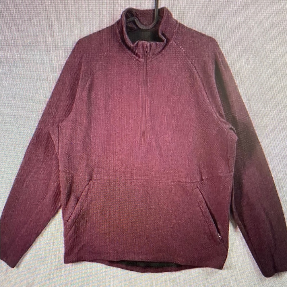 Lululemon At Ease Half Zip Sweatshirt Men's M Maroon/Wine Athleisure Textured